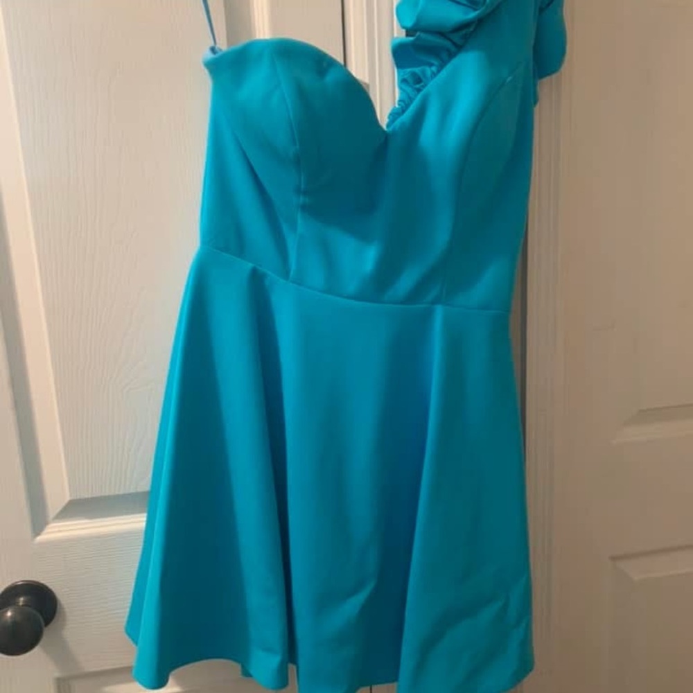 Ashley Lauren One Shoulder Blue Dress